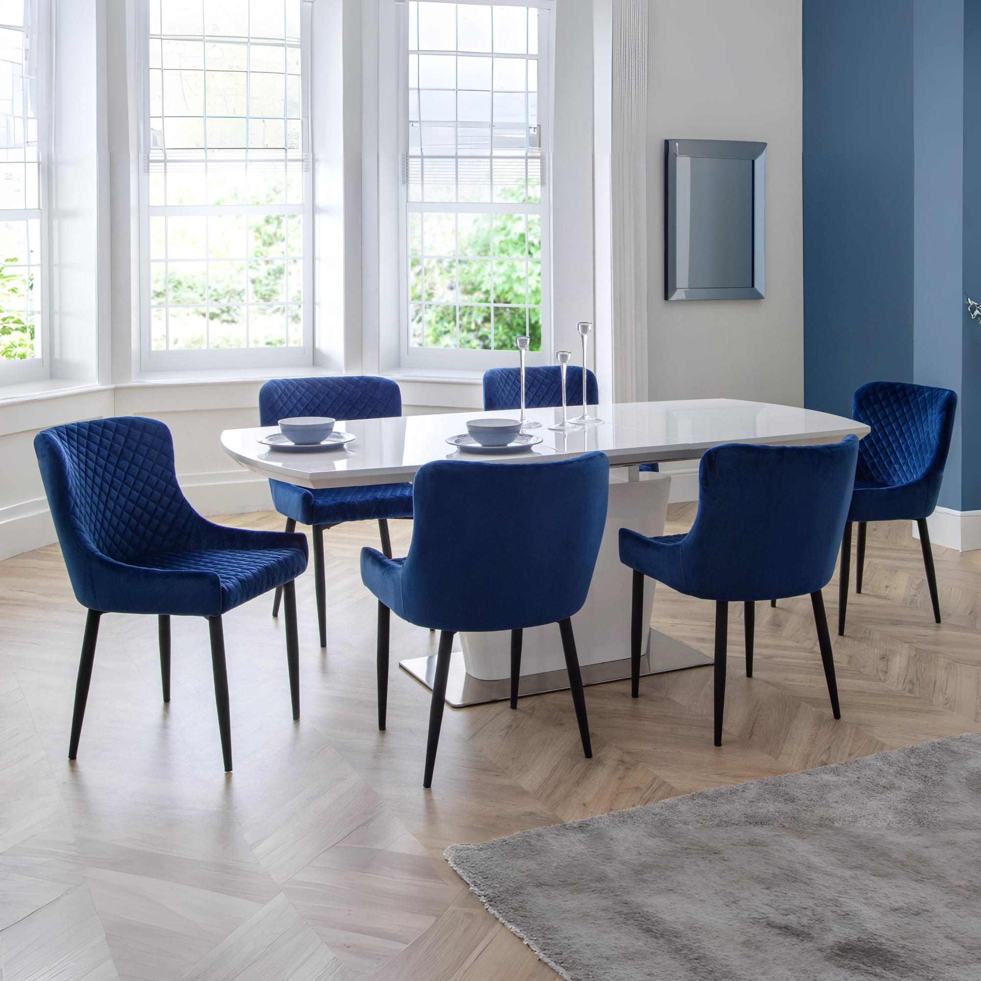 Set Of 2 Luxe Velvet Dining Chairs - Blue