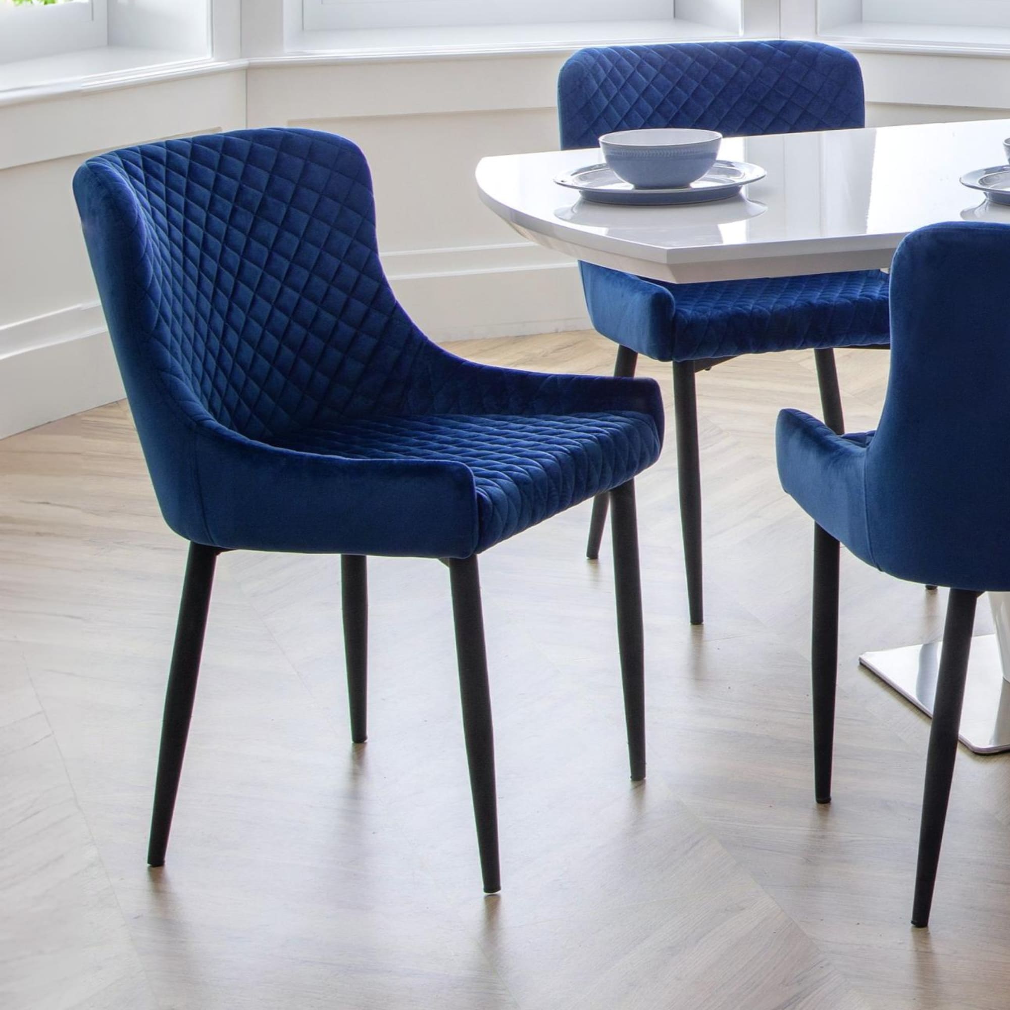 Set Of 2 Luxe Velvet Dining Chairs - Blue