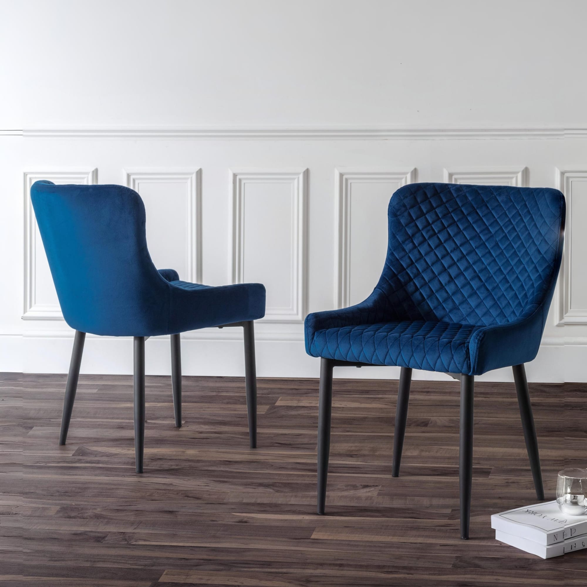 Set Of 2 Luxe Velvet Dining Chairs - Blue