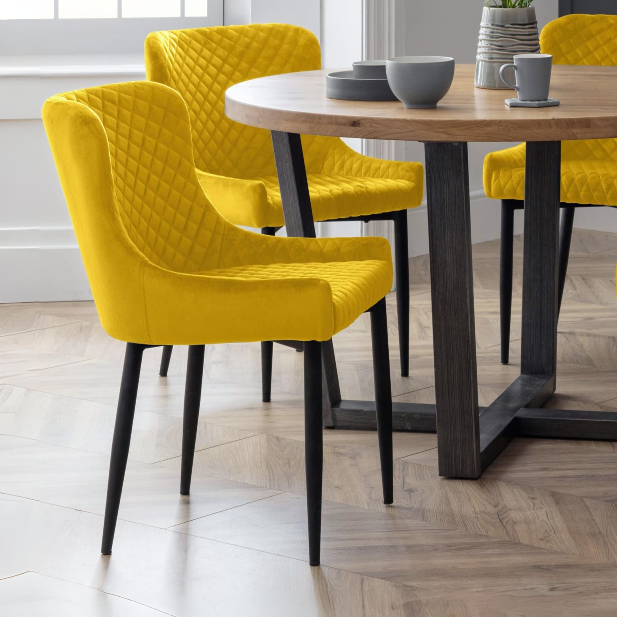 Set Of 2 Luxe Velvet Dining Chairs - Mustard