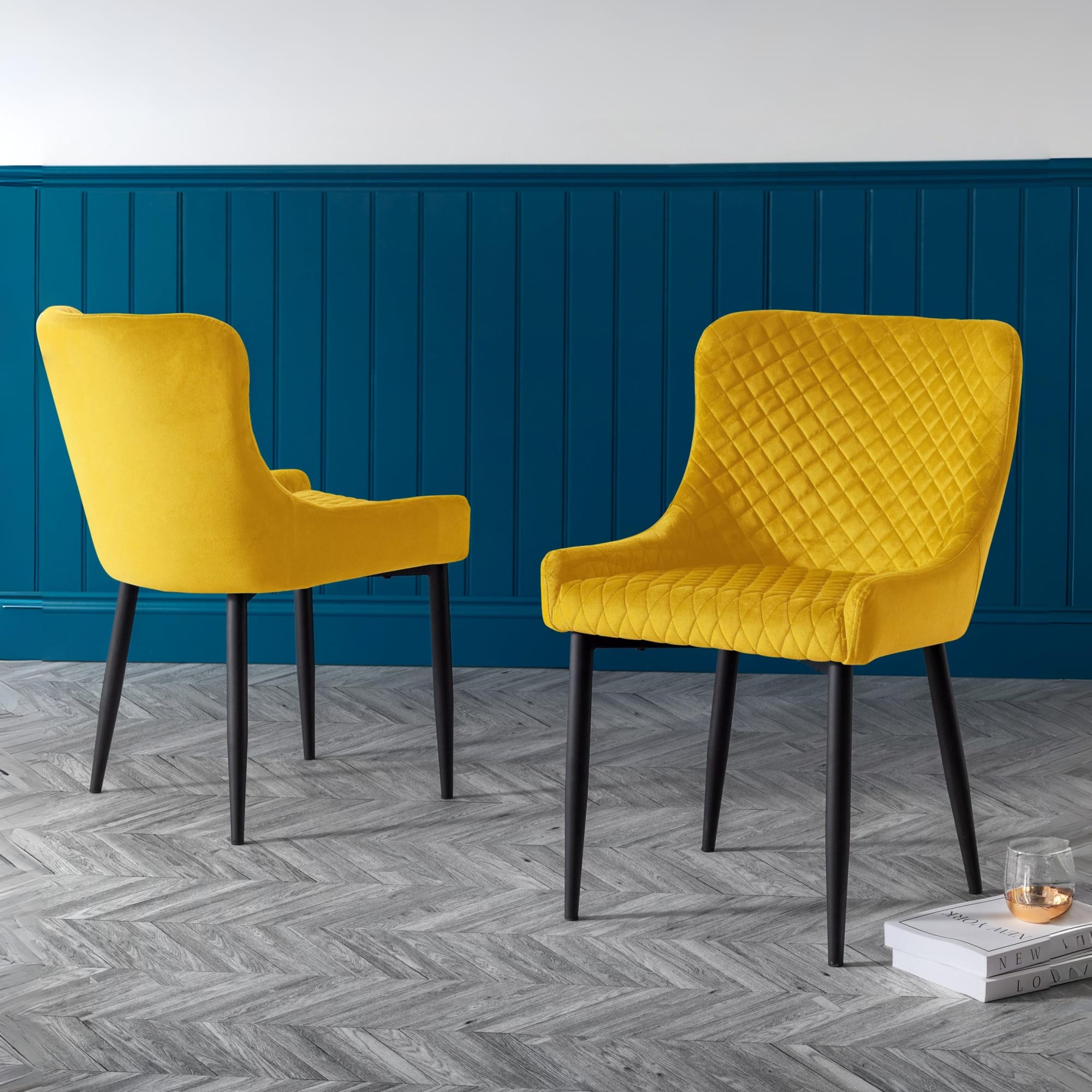 Set Of 2 Luxe Velvet Dining Chairs - Mustard