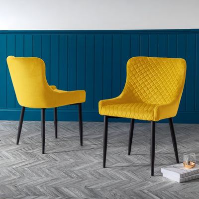 Set Of 2 Luxe Velvet Dining Chairs - Mustard