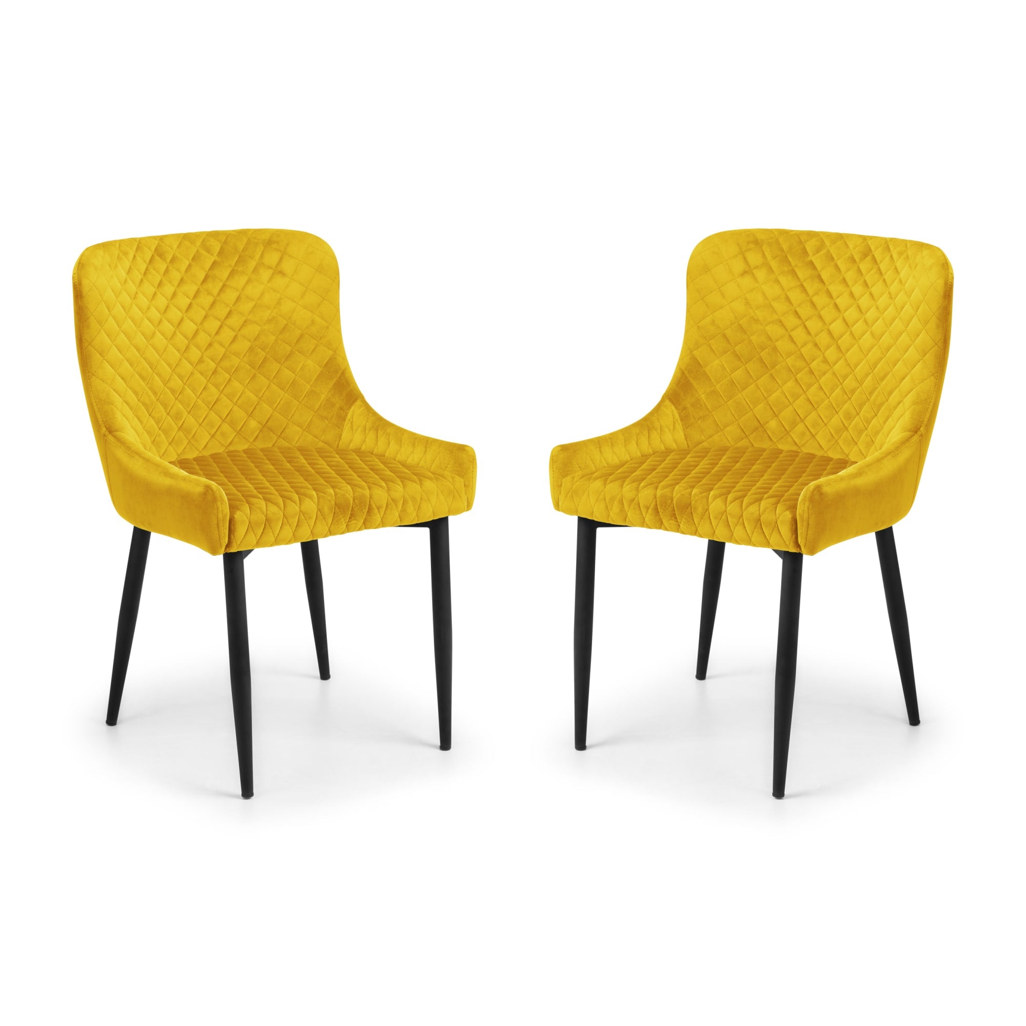 Set Of 2 Luxe Velvet Dining Chairs - Mustard