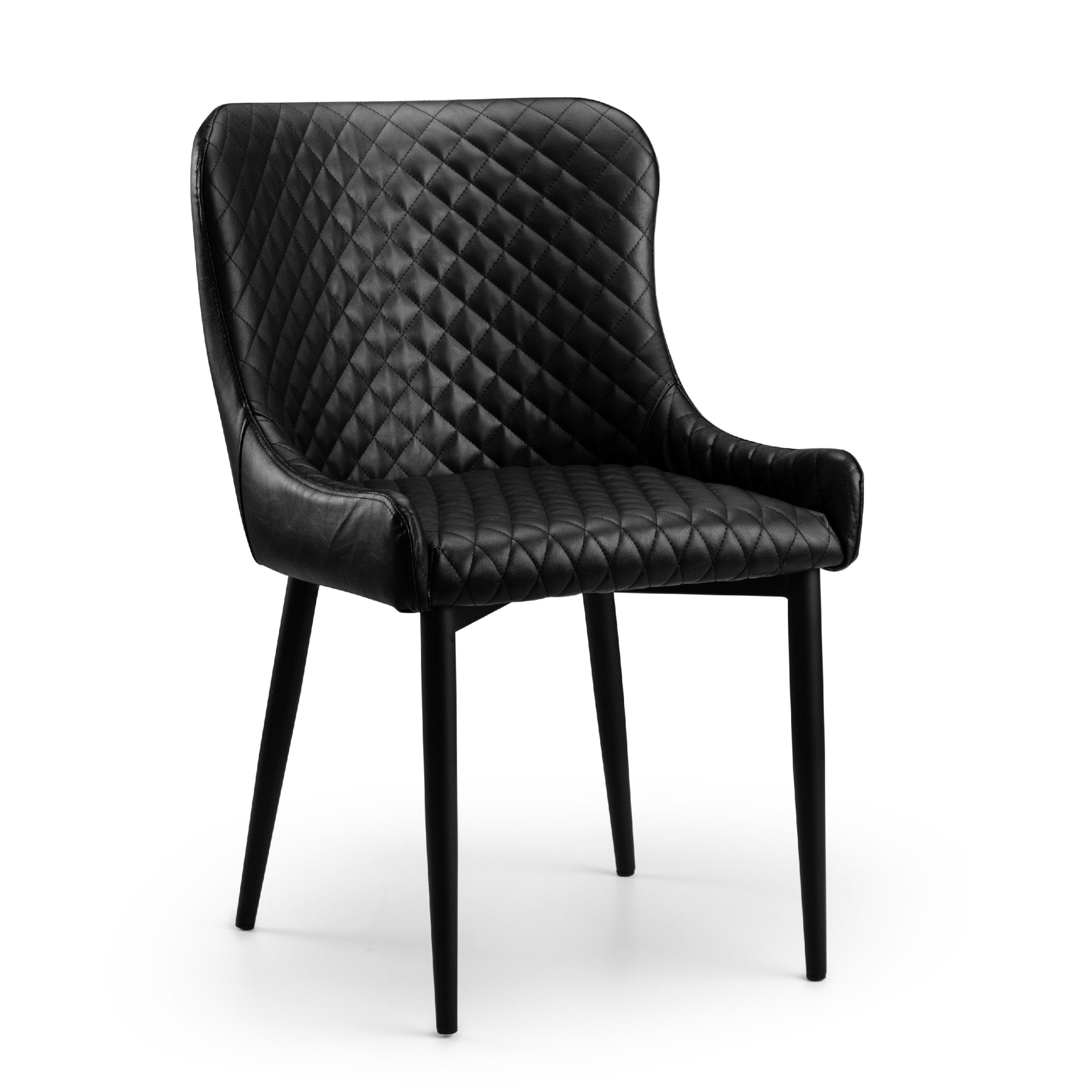 Set Of 2 Luxe Faux Leather Dining Chairs Black
