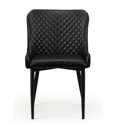 Set Of 2 Luxe Faux Leather Dining Chairs Black