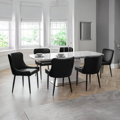 Set Of 2 Luxe Faux Leather Dining Chairs Black