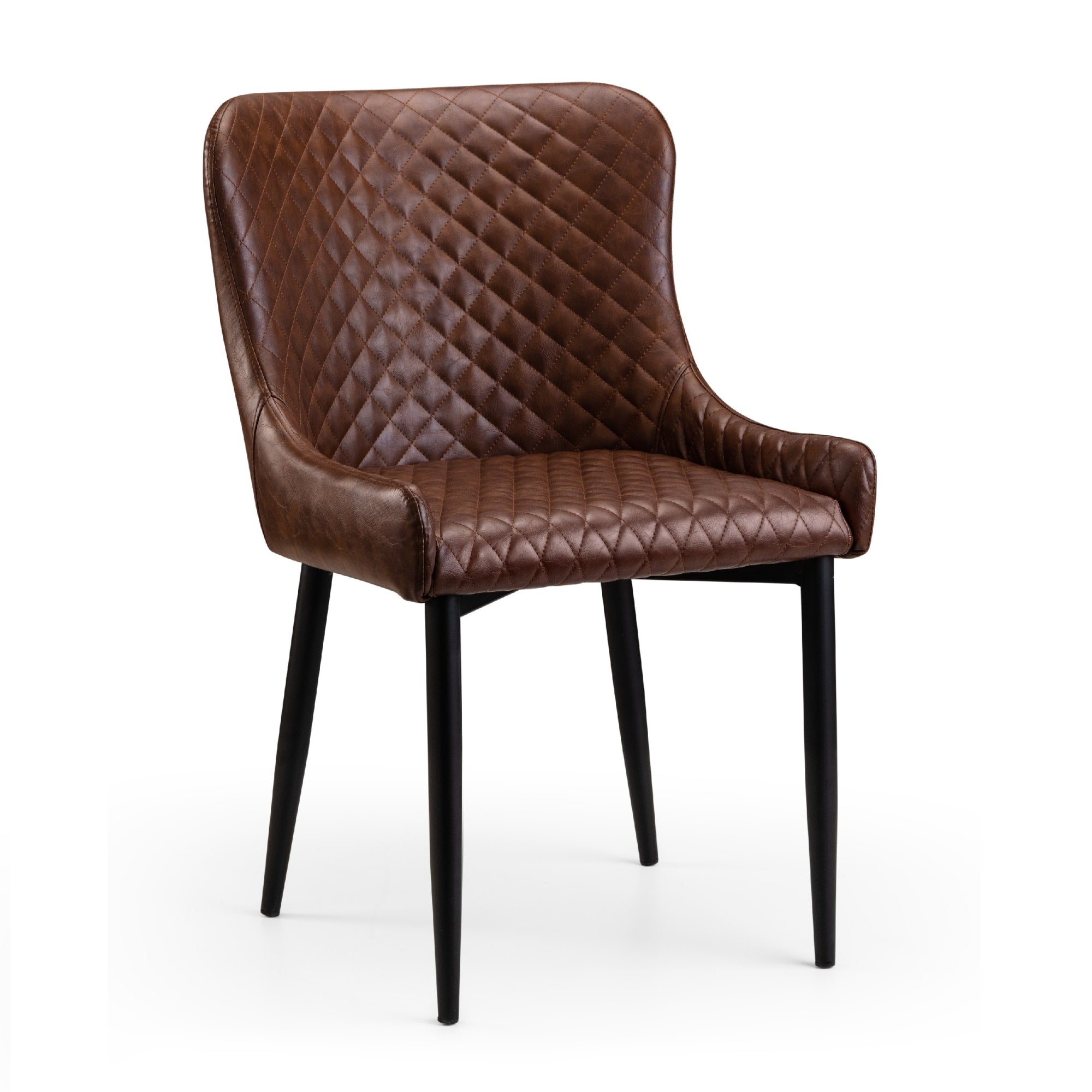 Set Of 2 Luxe Faux Leather Dining Chairs Brown