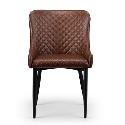 Set Of 2 Luxe Faux Leather Dining Chairs Brown