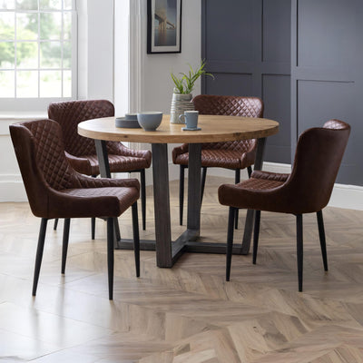 Set Of 2 Luxe Faux Leather Dining Chairs Brown