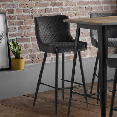 Luxe Velvet Bar Stool - Grey