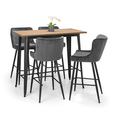 Luxe Velvet Bar Stool - Grey