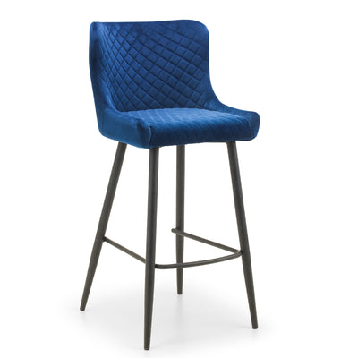 Luxe Velvet Bar Stool - Blue