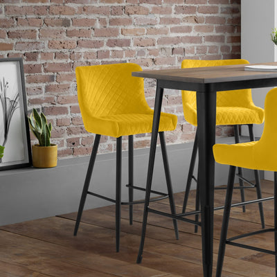 Luxe Velvet Bar Stool - Mustard