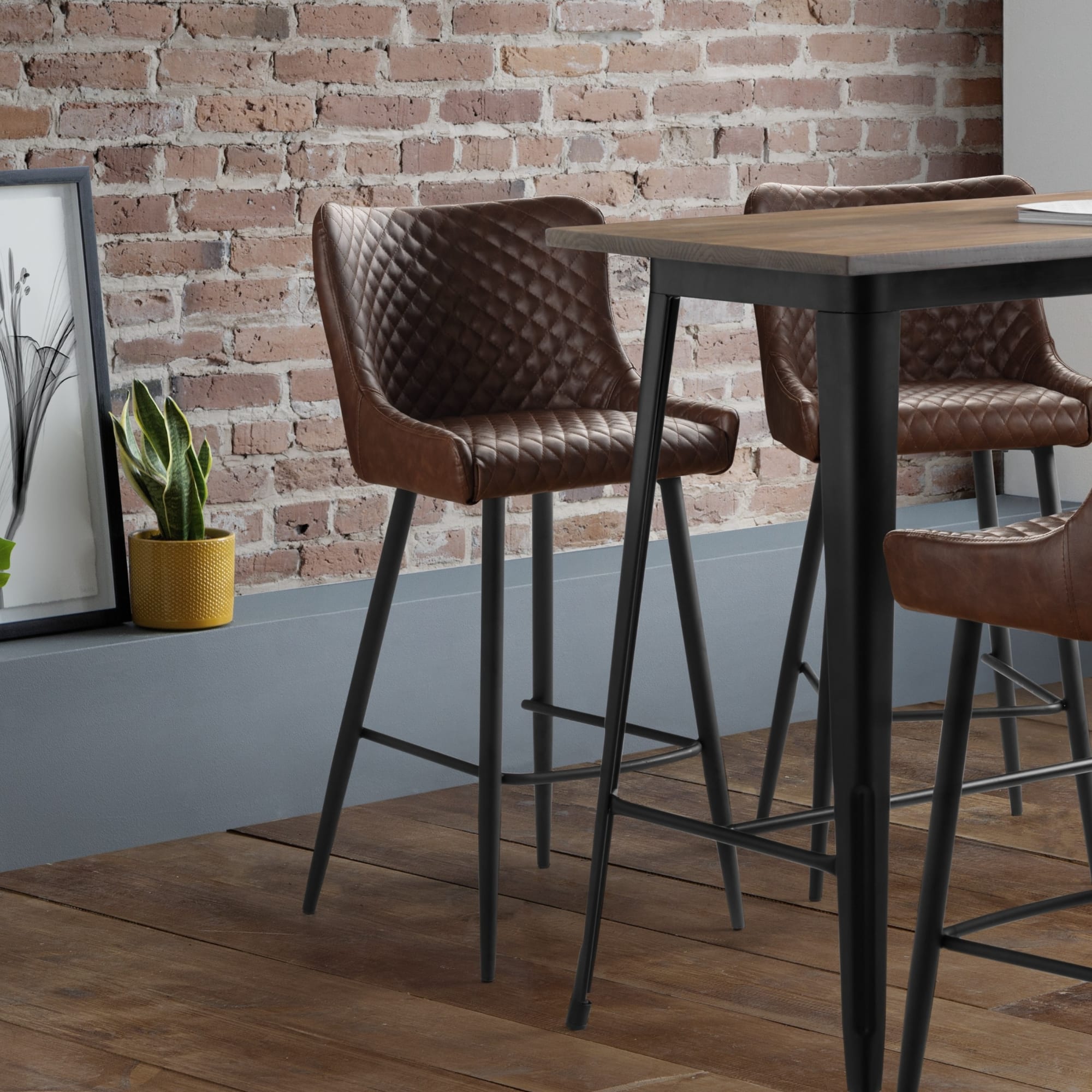 Luxe Faux Leather Barstool - Brown