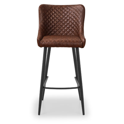 Luxe Faux Leather Barstool - Brown