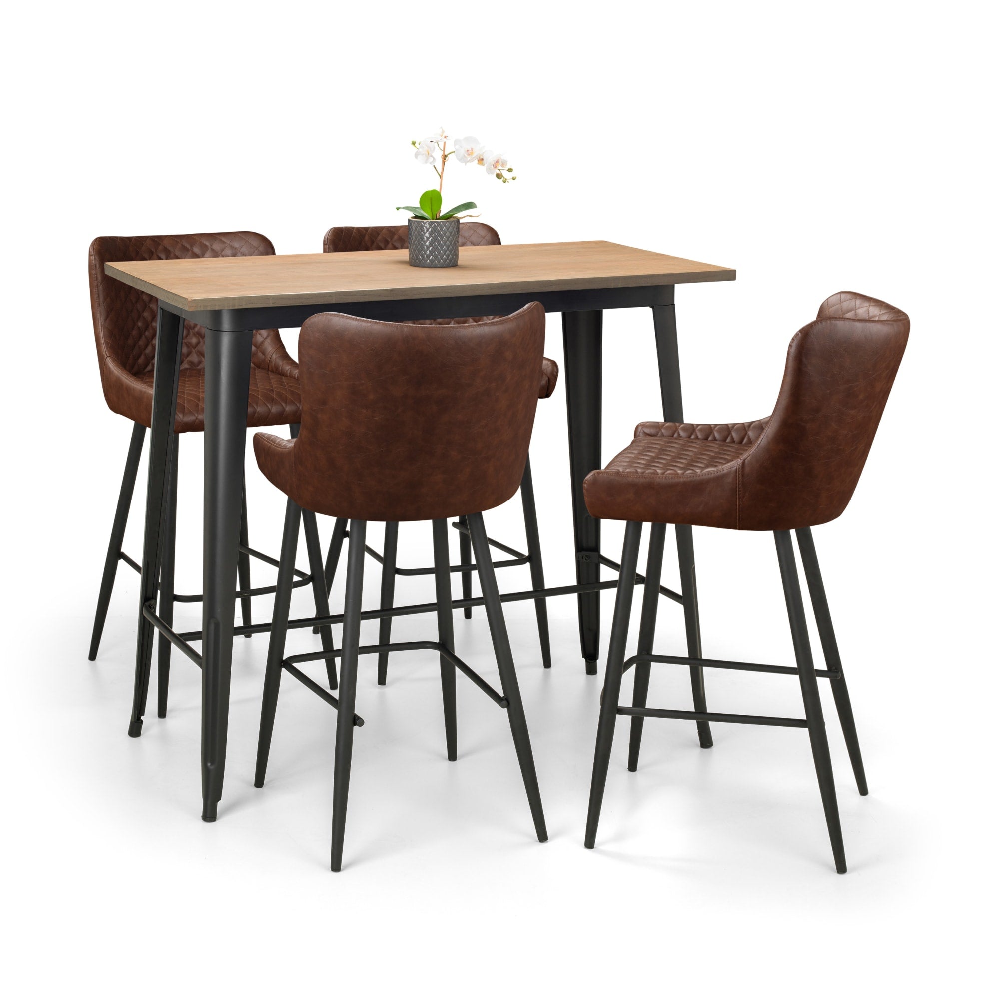 Luxe Faux Leather Barstool - Brown