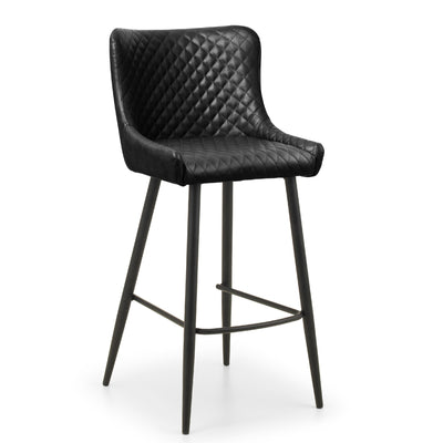 Luxe Faux Leather Barstool - Black