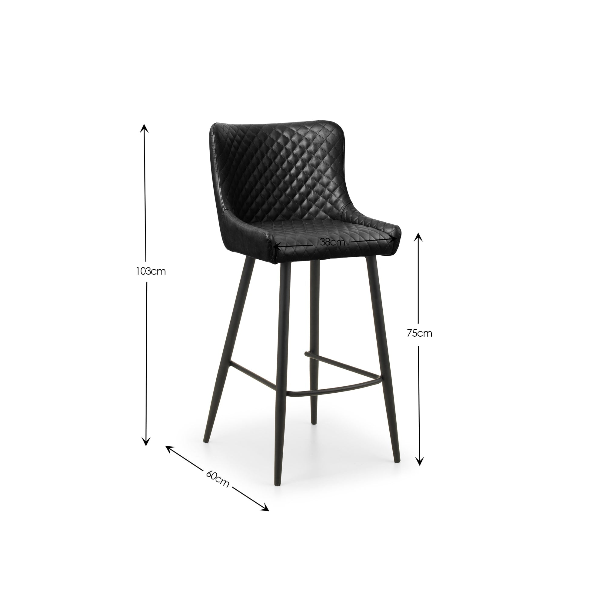 Luxe Faux Leather Barstool - Black