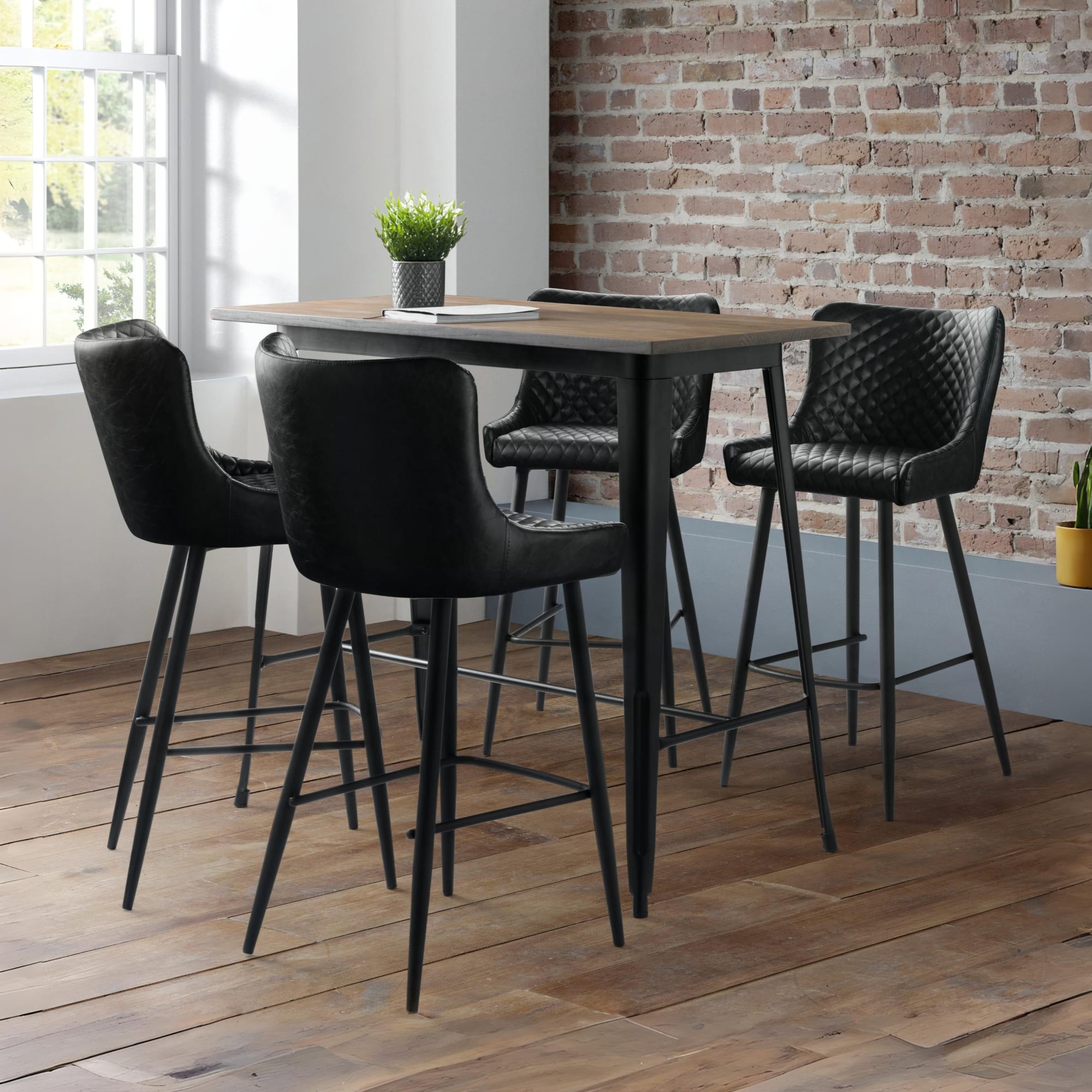 Luxe Faux Leather Barstool - Black
