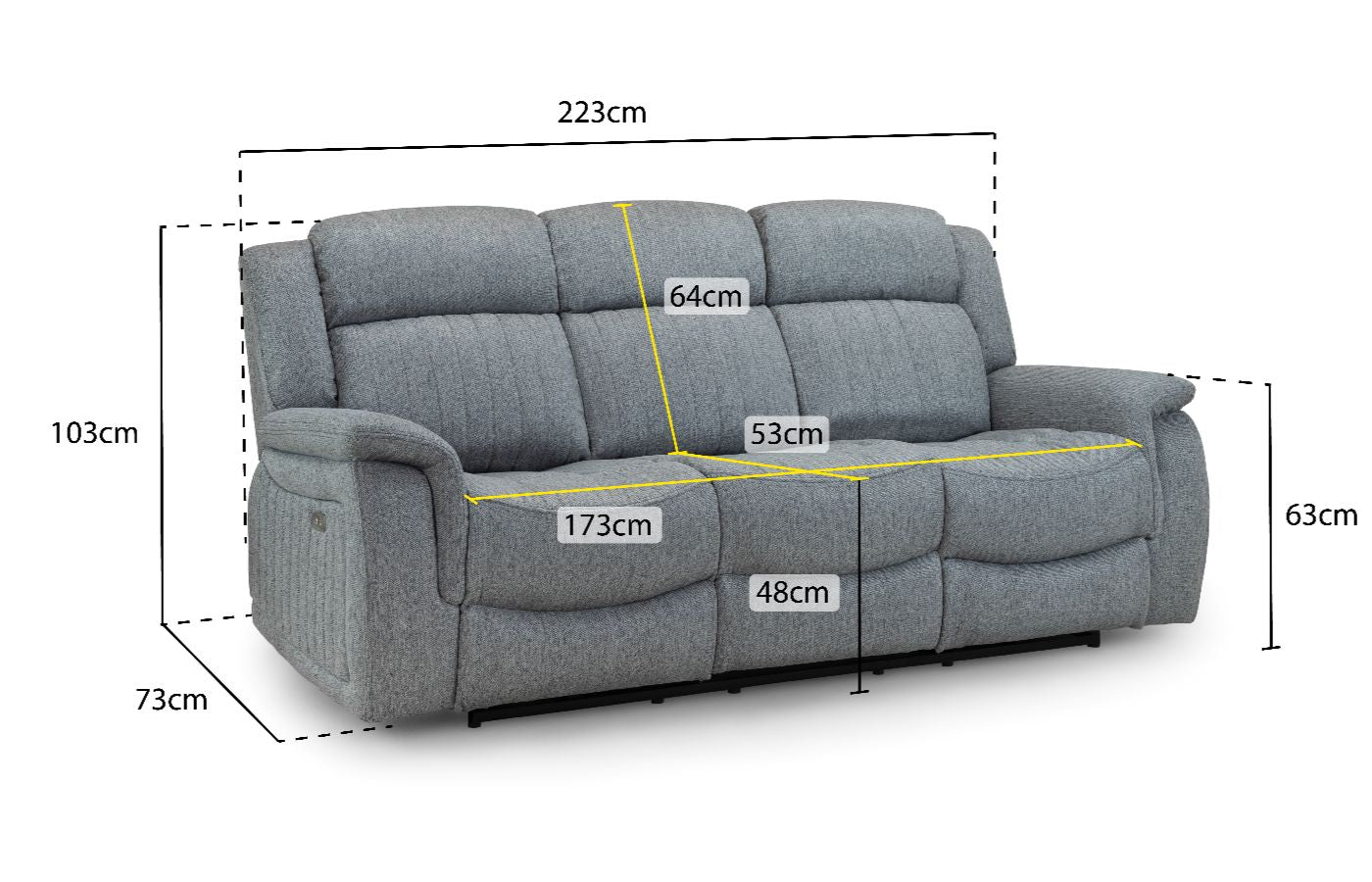 Linden Electric Recliner Sofa Grey 3+2 Set