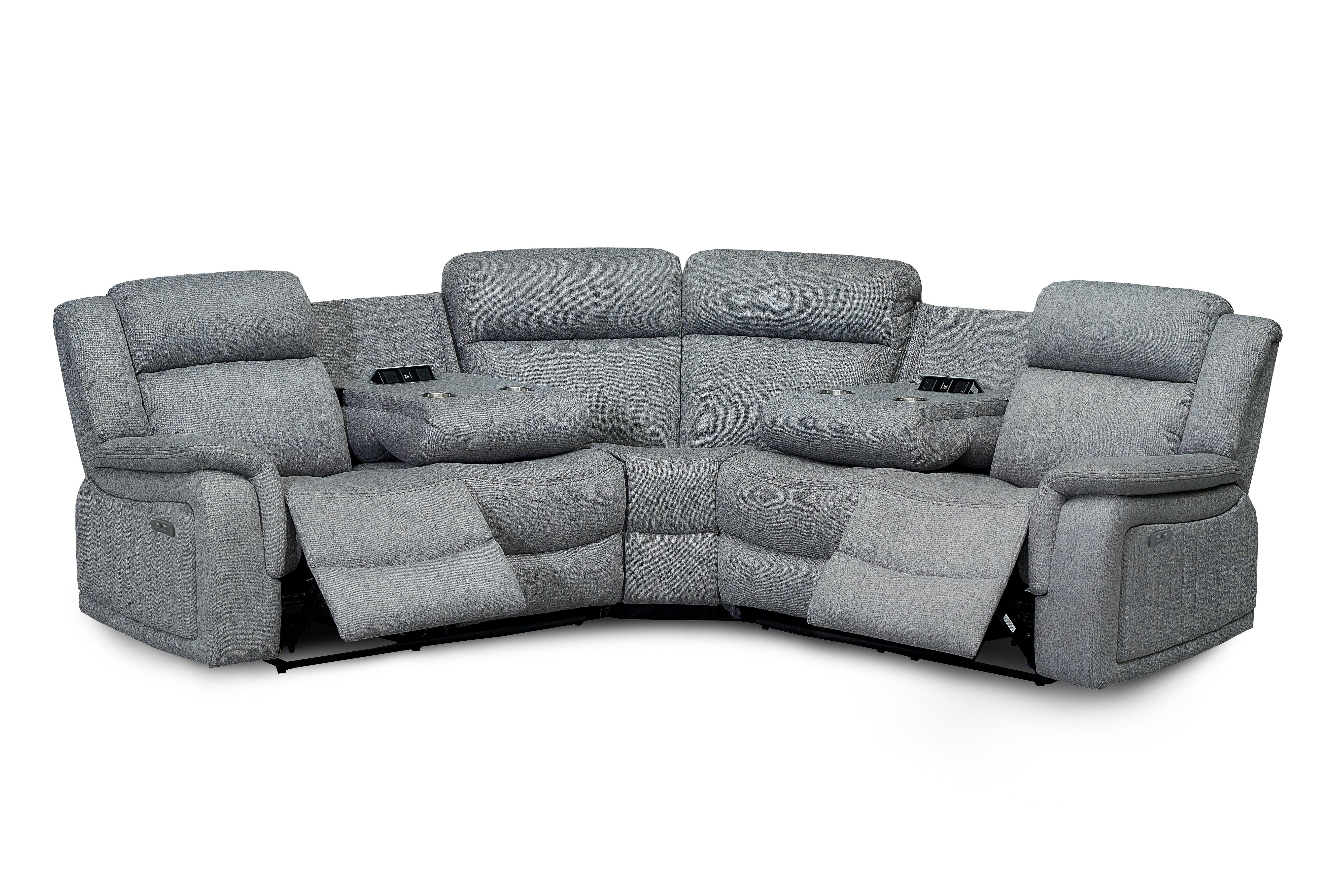Linden Electric Recliner Sofa Grey Large Corner