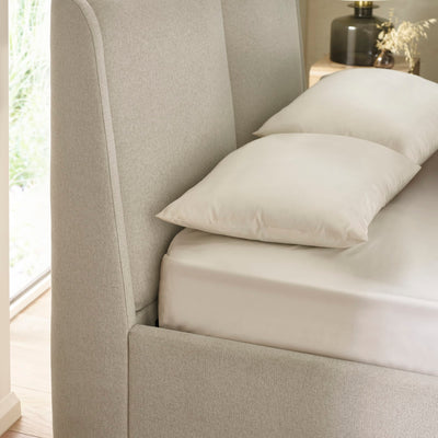 Maddock Beige Upholstered Ottoman Storage 135cm Double Bed