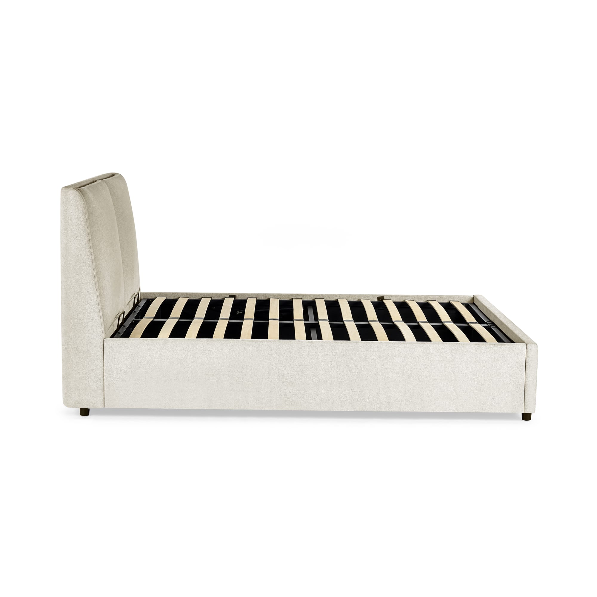 Maddock Beige Upholstered Ottoman Storage 135cm Double Bed