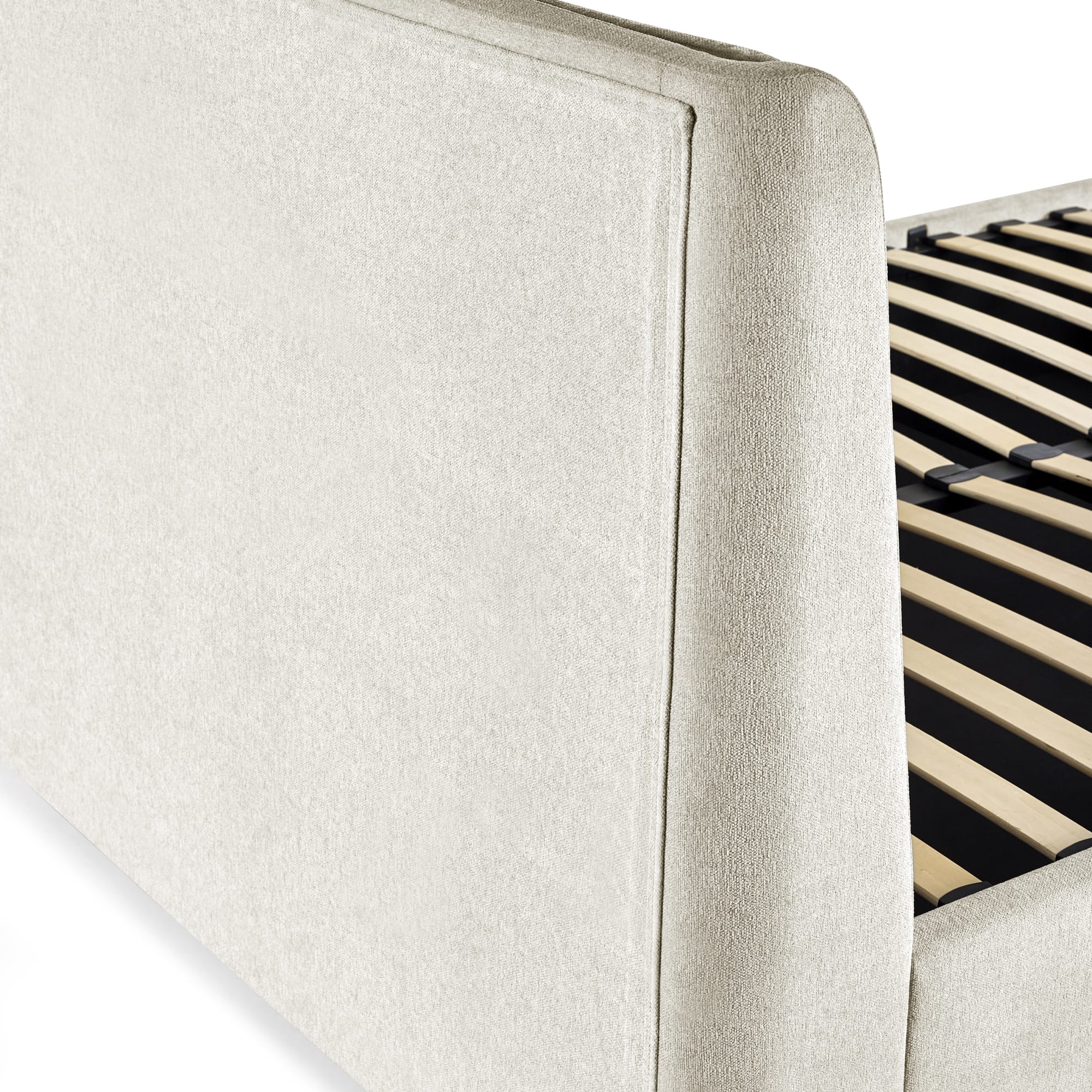 Maddock Beige Upholstered Ottoman Storage 135cm Double Bed