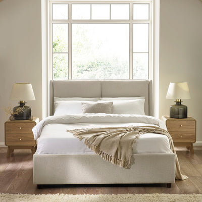 Maddock Beige Upholstered Ottoman Storage 150cm King Bed