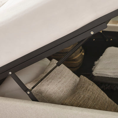 Maddock Beige Upholstered Ottoman Storage 150cm King Bed