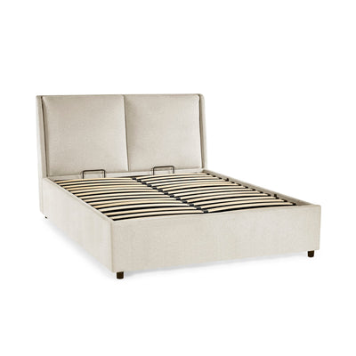 Maddock Beige Upholstered Ottoman Storage 150cm King Bed