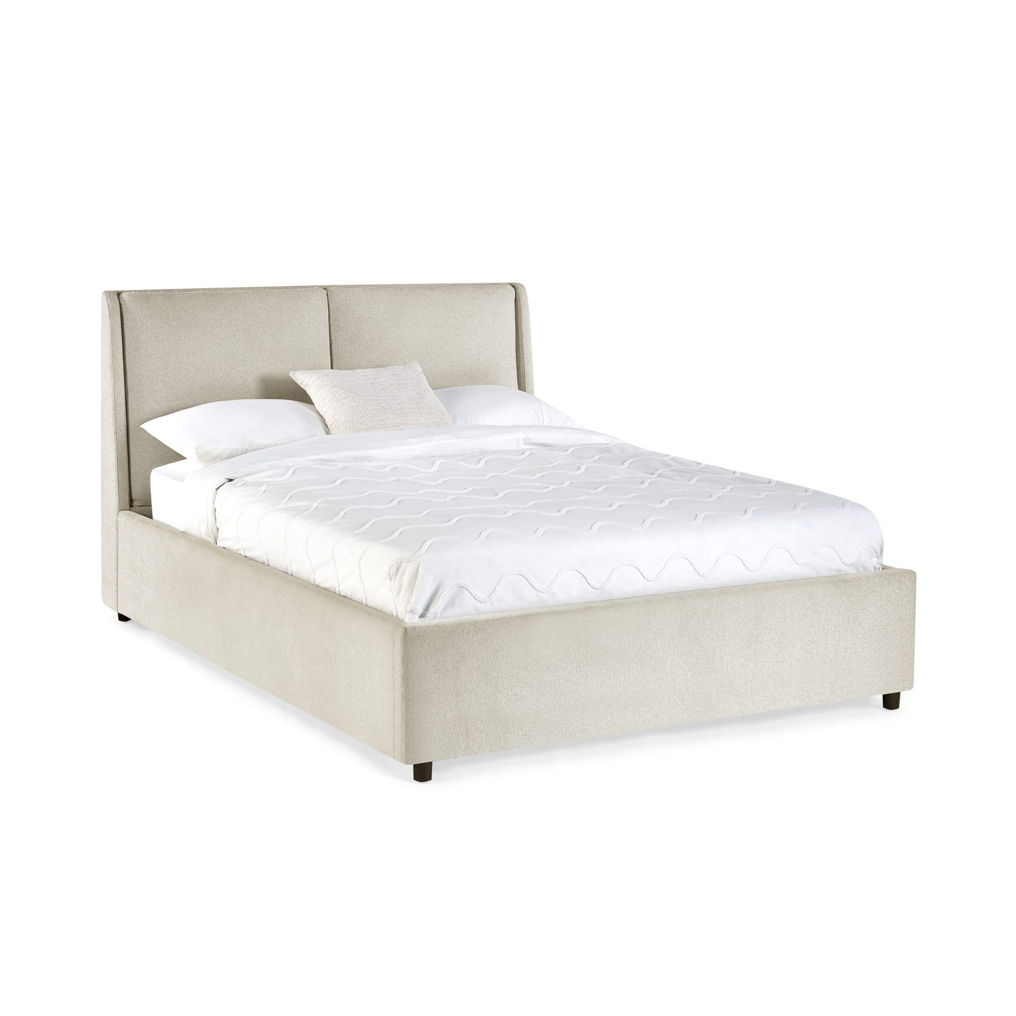 Maddock Beige Upholstered Ottoman Storage 150cm King Bed