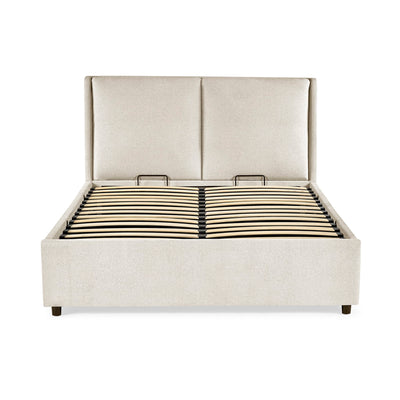 Maddock Beige Upholstered Ottoman Storage 150cm King Bed