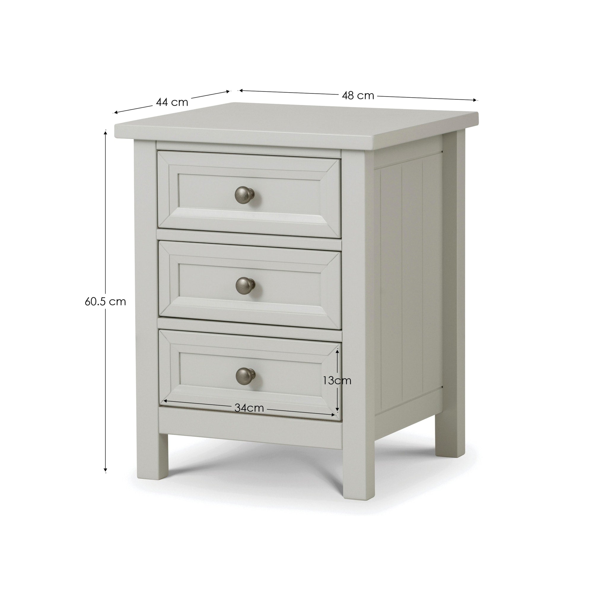 Maine 3 Drawer Bedside - Dove Grey