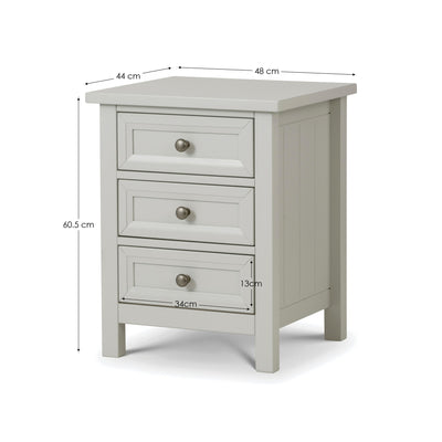 Maine 3 Drawer Bedside - Dove Grey