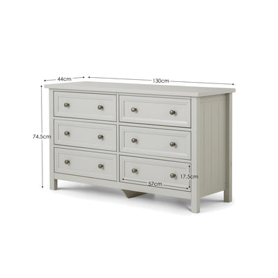 Maine 6 Drawer Wide Chest - Dove Grey