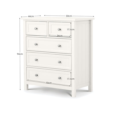 Maine 3 + 2 Drawer Chest - Surf White