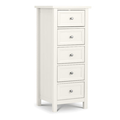 Maine 5 Drawer Tall Chest - Surf White
