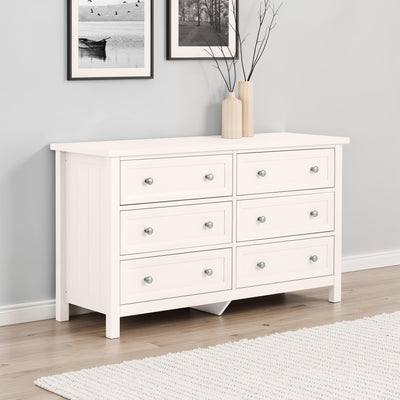 Maine 6 Drawer Wide Chest - Surf White