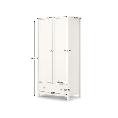 Maine 2 Door Combination Wardrobe - Surf White