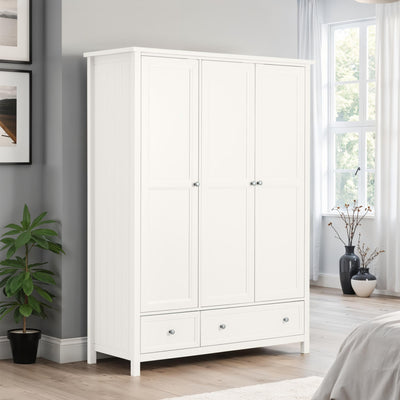 Maine 3 Door Combination Wardrobe - Surf White