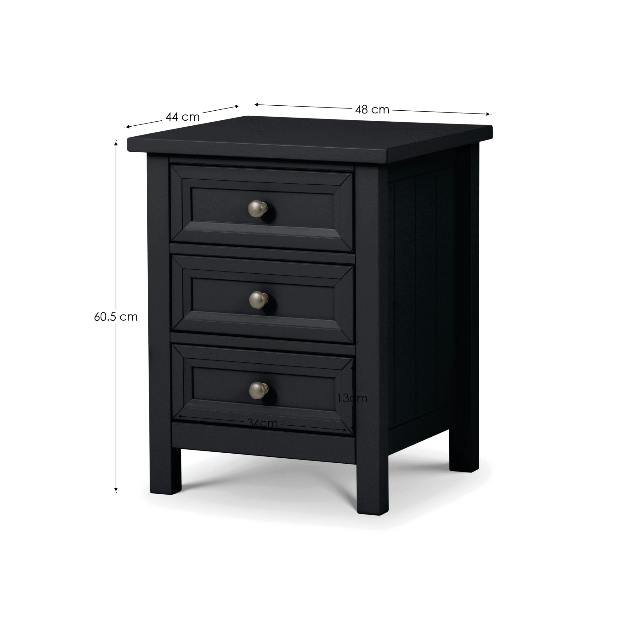 Maine 3 Drawer Bedside - Anthracite