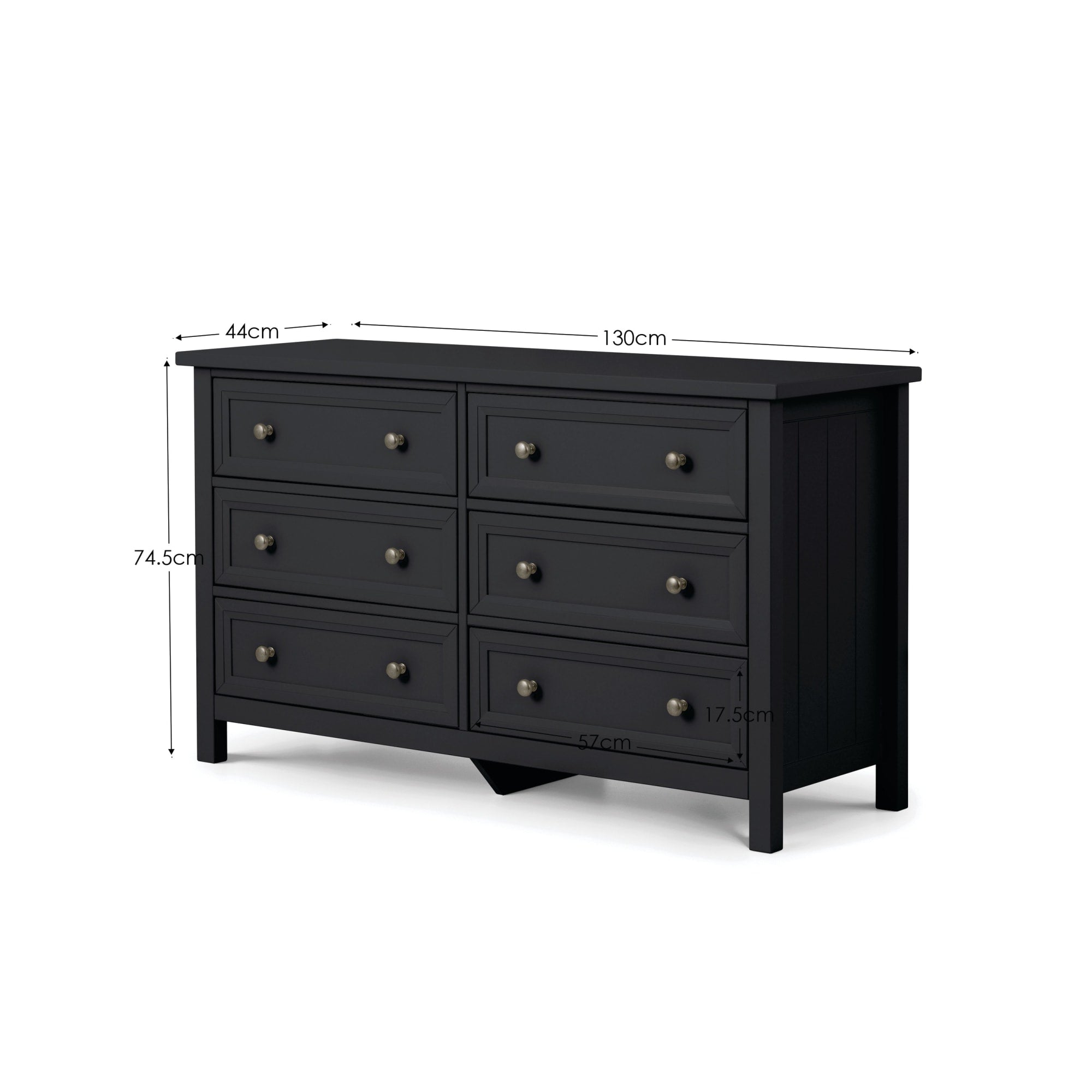 Maine 6 Drawer Wide Chest - Anthracite