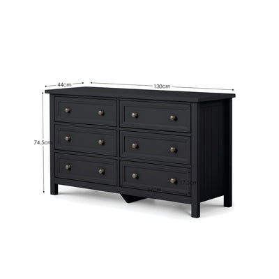 Maine 6 Drawer Wide Chest - Anthracite