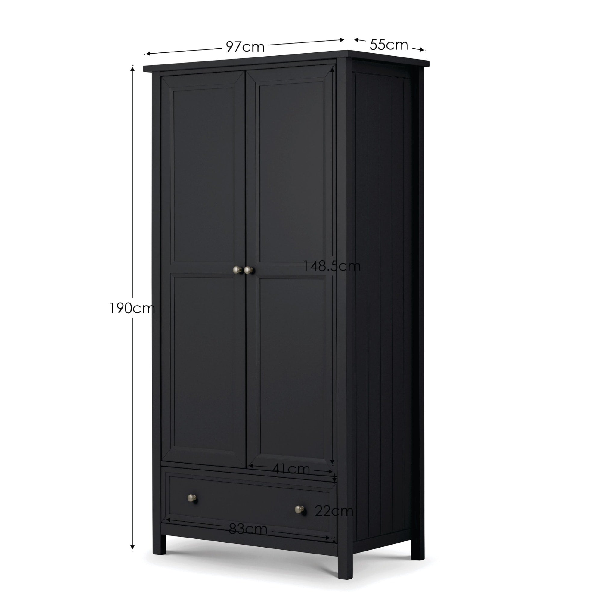 Maine 2 Door Combination Wardrobe - Anthracite