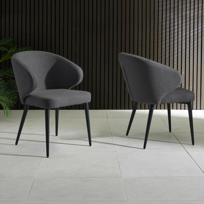 Set of 2 Marcus Mid Grey Fabric Dining Chairs