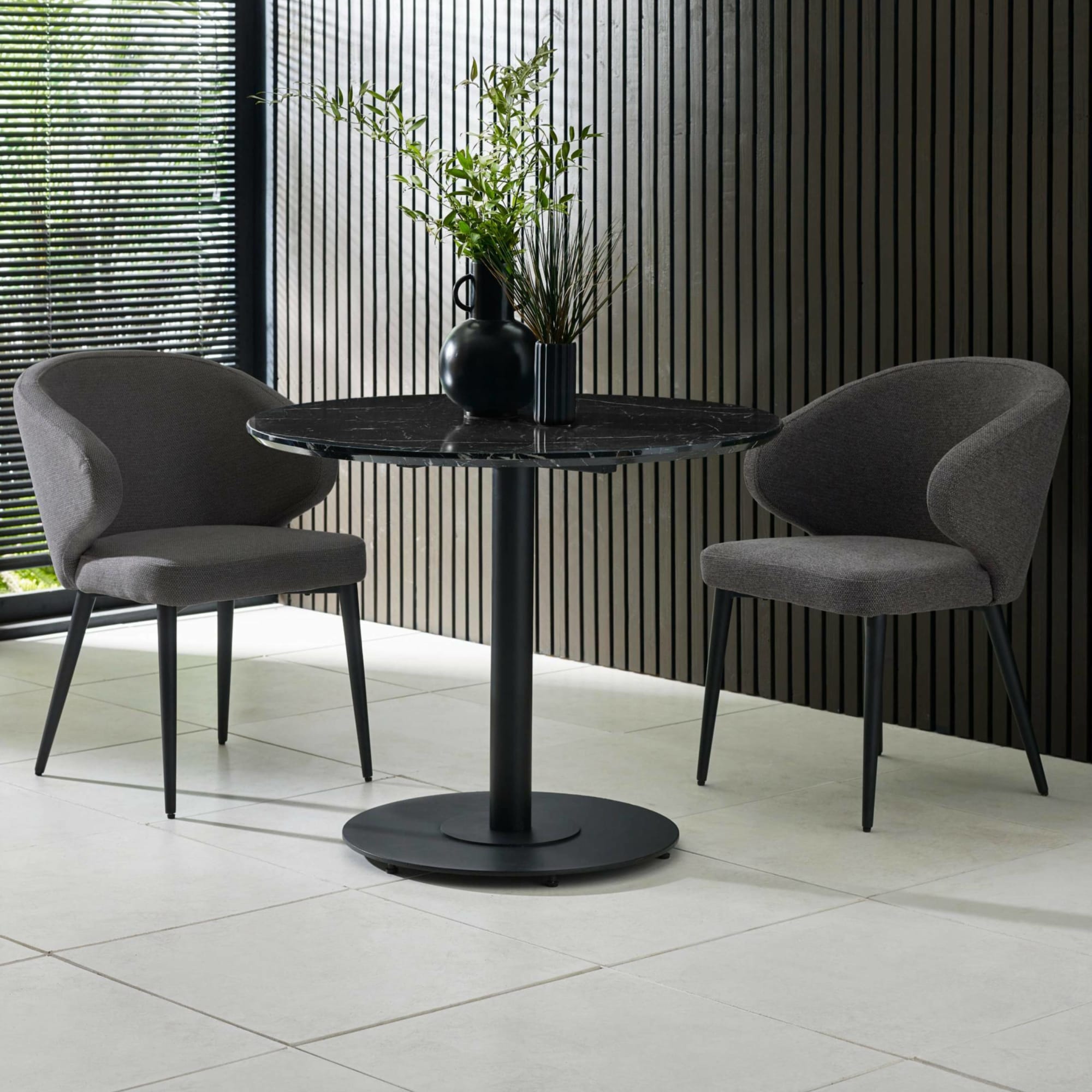 Set of 2 Marcus Mid Grey Fabric Dining Chairs