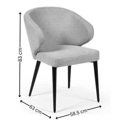 Set of 2 Marcus Light Grey Fabric Dining Chairs