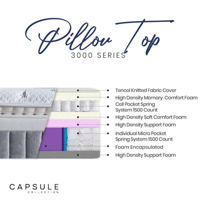 Capsule 3000 Pillow Top 150cm King Mattress