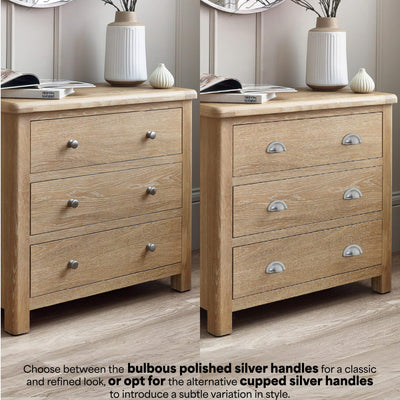 Memphis Limed Oak 3 Drawer Chest